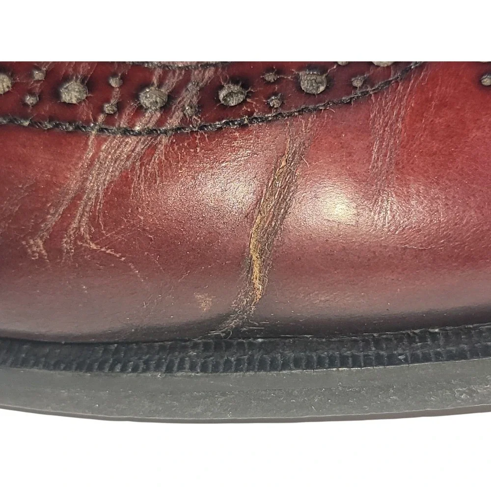 Vtg Cole Haan Full Wingtip Brogues Burgundy Leather 11 D USA‎ Made Dress Oxford